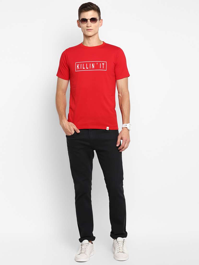 red chest print t-shirt - 18049819 - Standard Image - 2