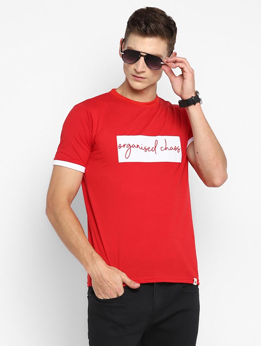 red chest print t-shirt - 18049823 - Zoom Image - 0