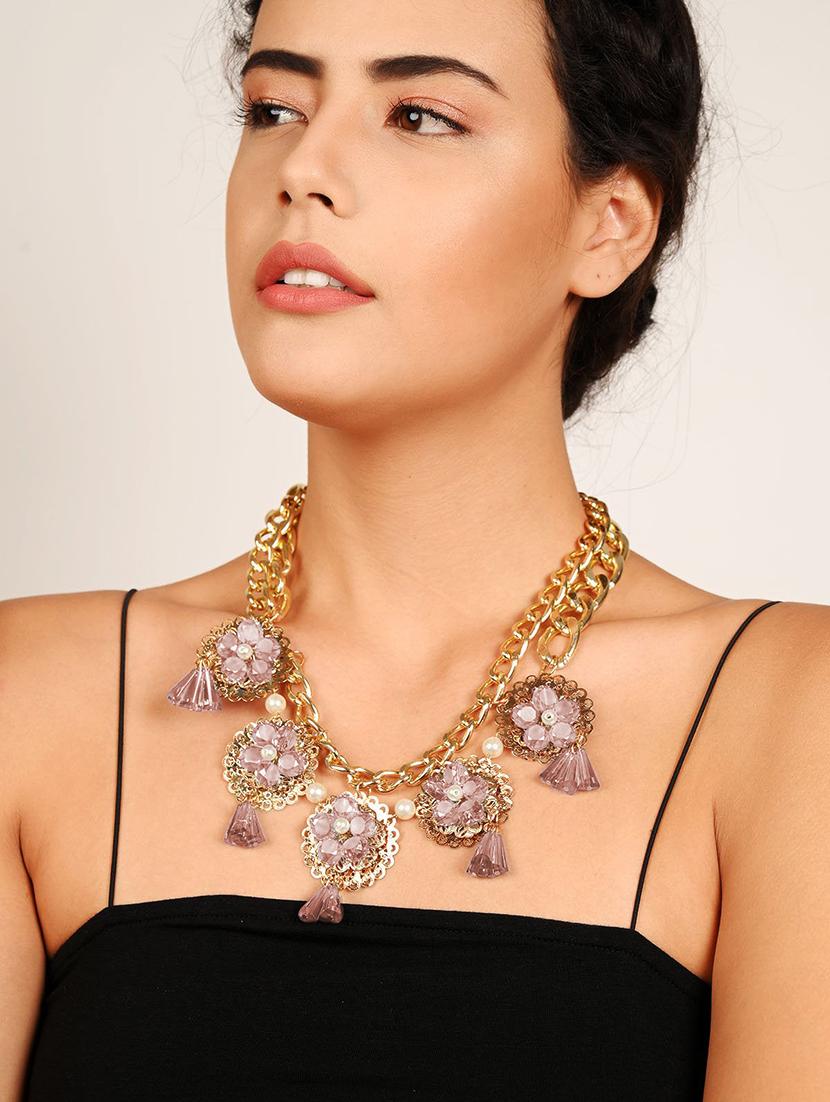 floral embellished chunky chain -peach - 18049988 - Standard Image - 2