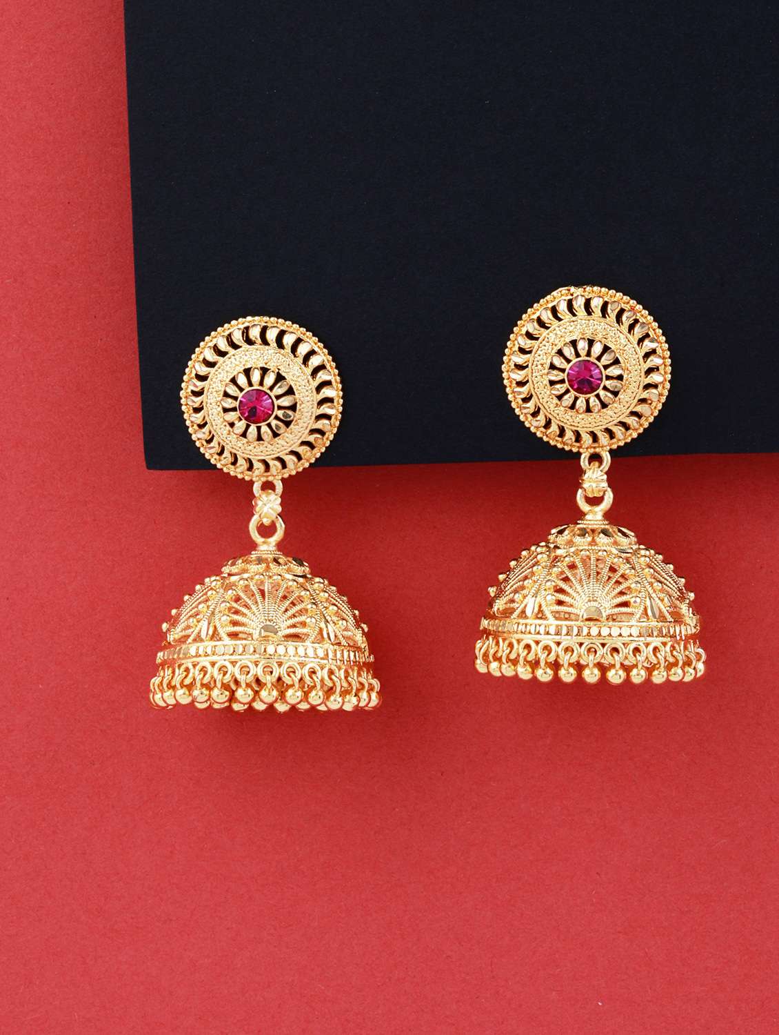 traditional gold plated jhumka earring  - 18051114 -  Zoom Image - 0