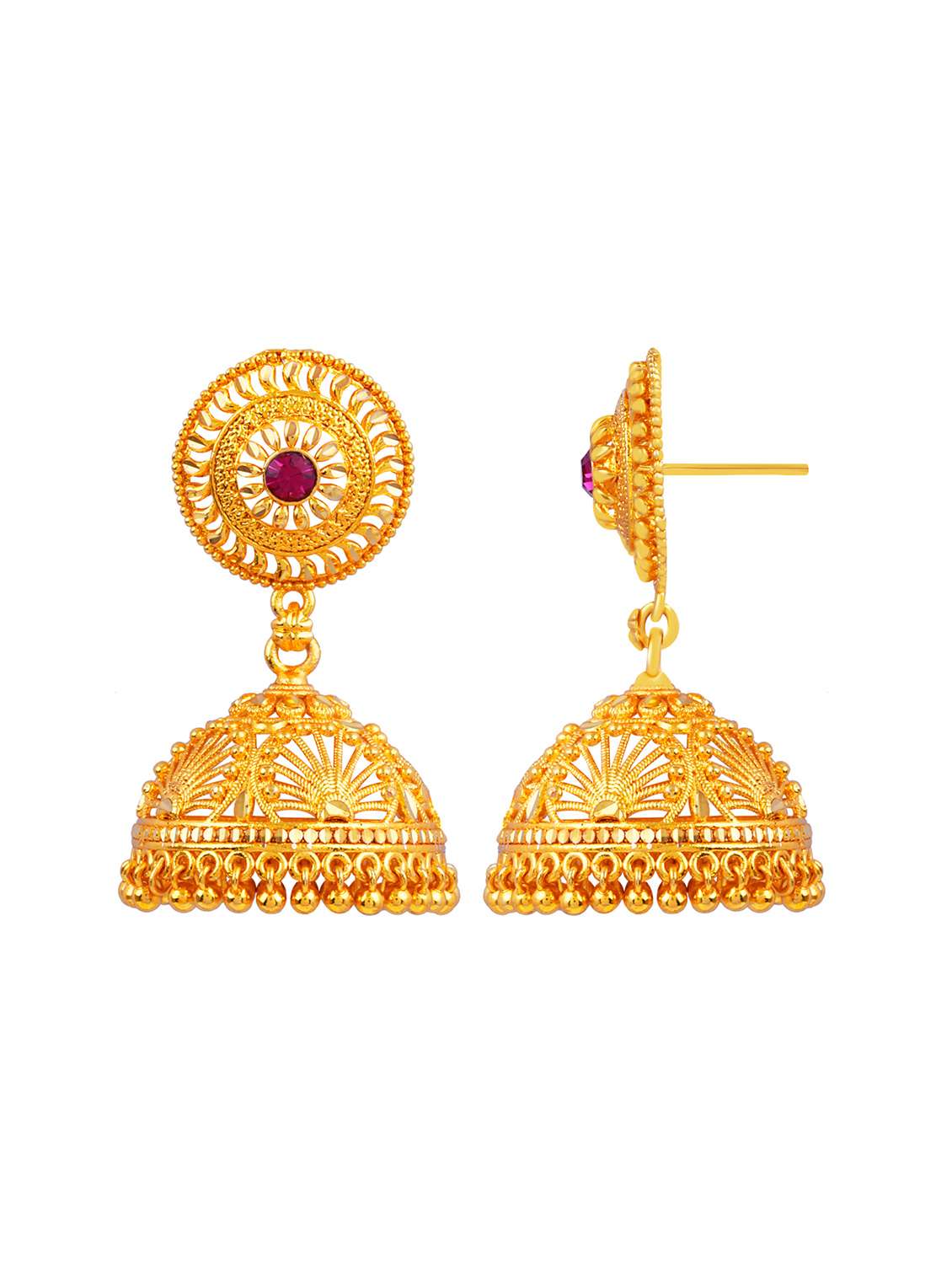 traditional gold plated jhumka earring - 18051114 - Standard Image - 2