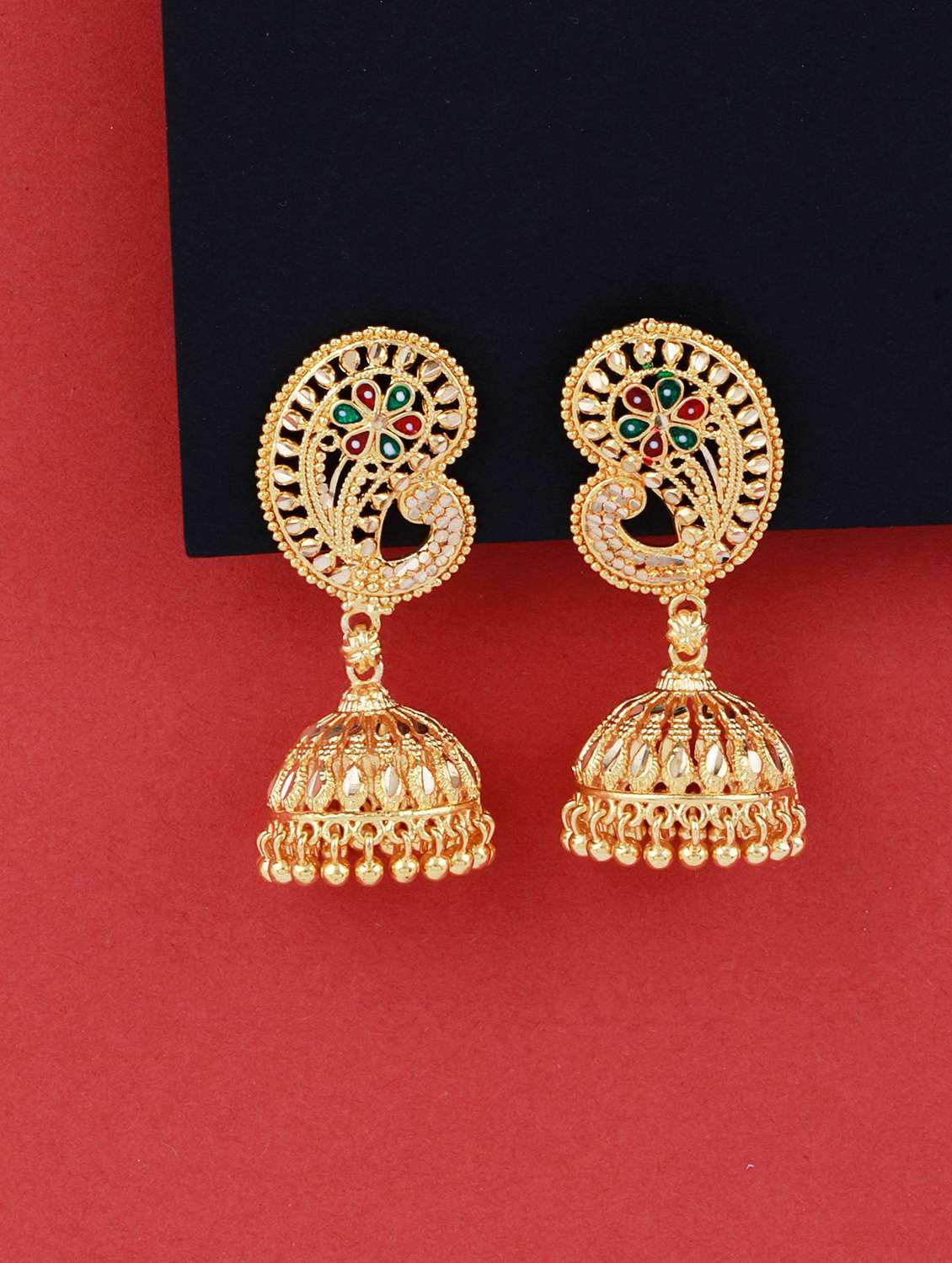 traditional gold plated jhumka earring - 18051119 - Zoom Image - 0