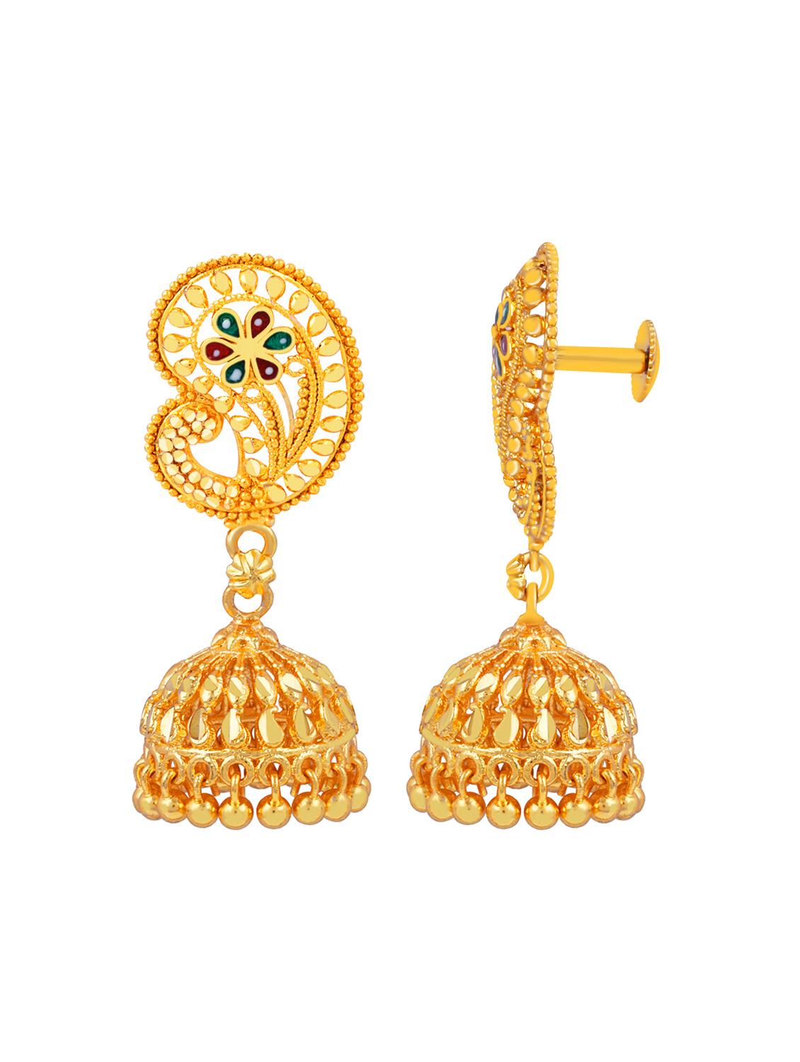 traditional gold plated jhumka earring - 18051119 - Standard Image - 2
