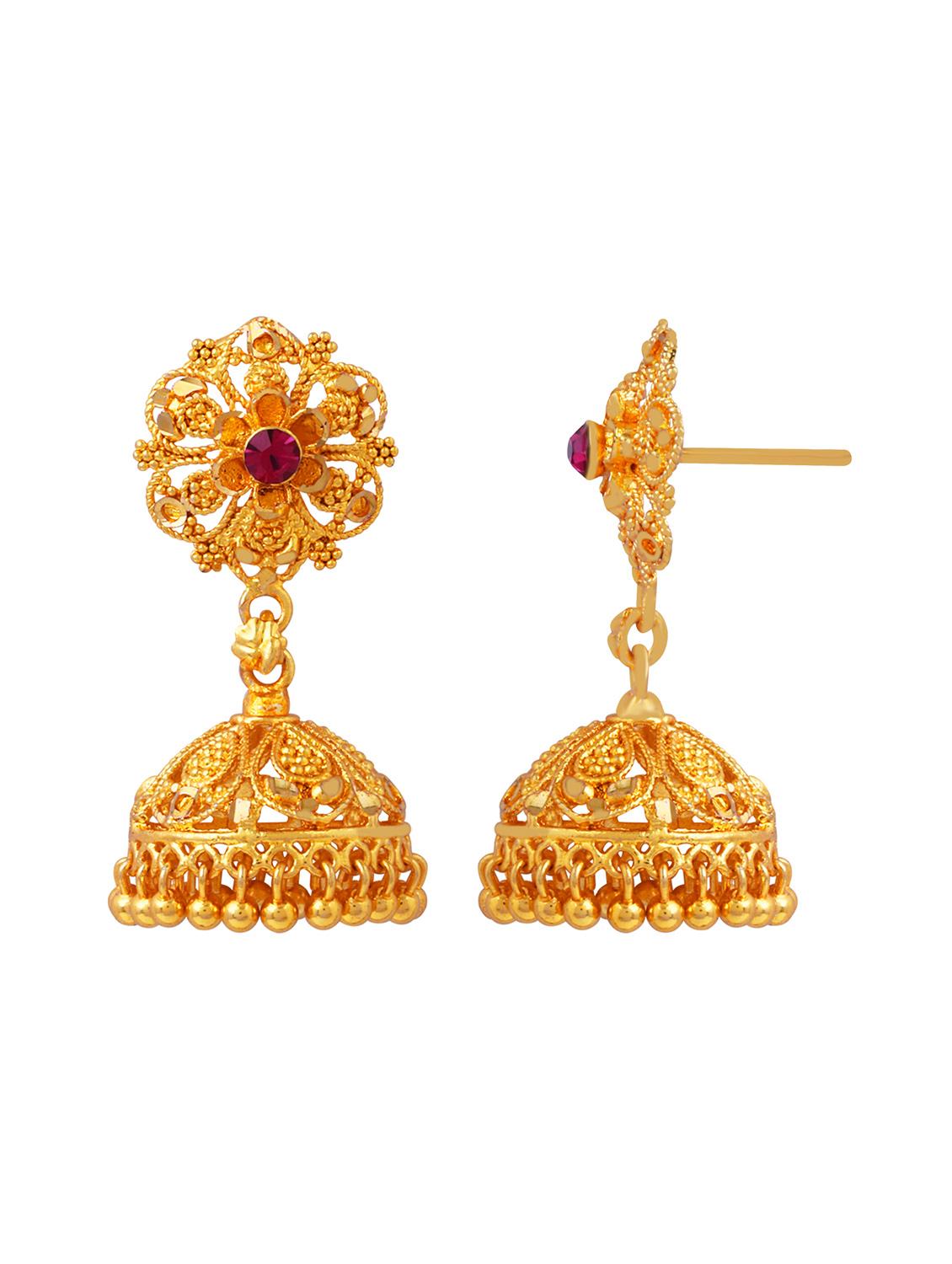 traditional gold plated jhumka earring - 18051120 - Standard Image - 2