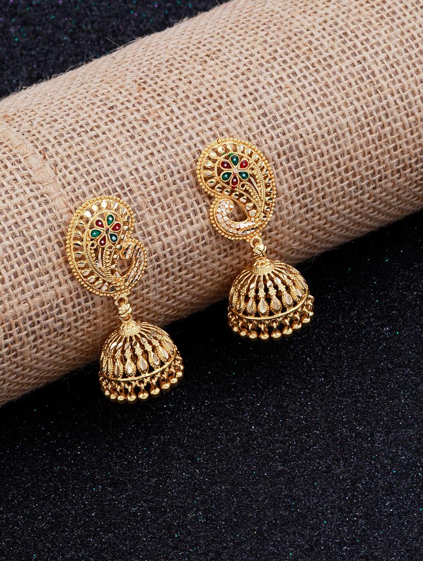 elegant traditional gold plated jhumka earring - 18051258 - Standard Image - 2