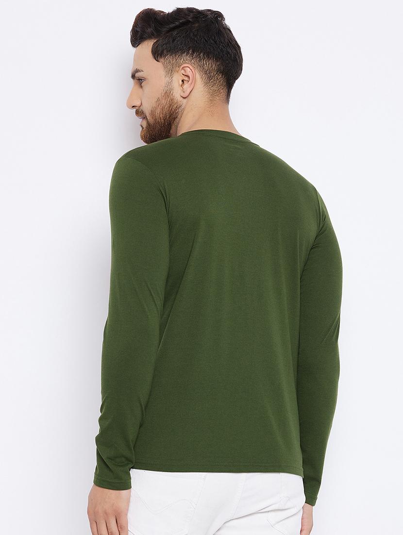 olive green chest print t-shirt - 18051383 - Standard Image - 2