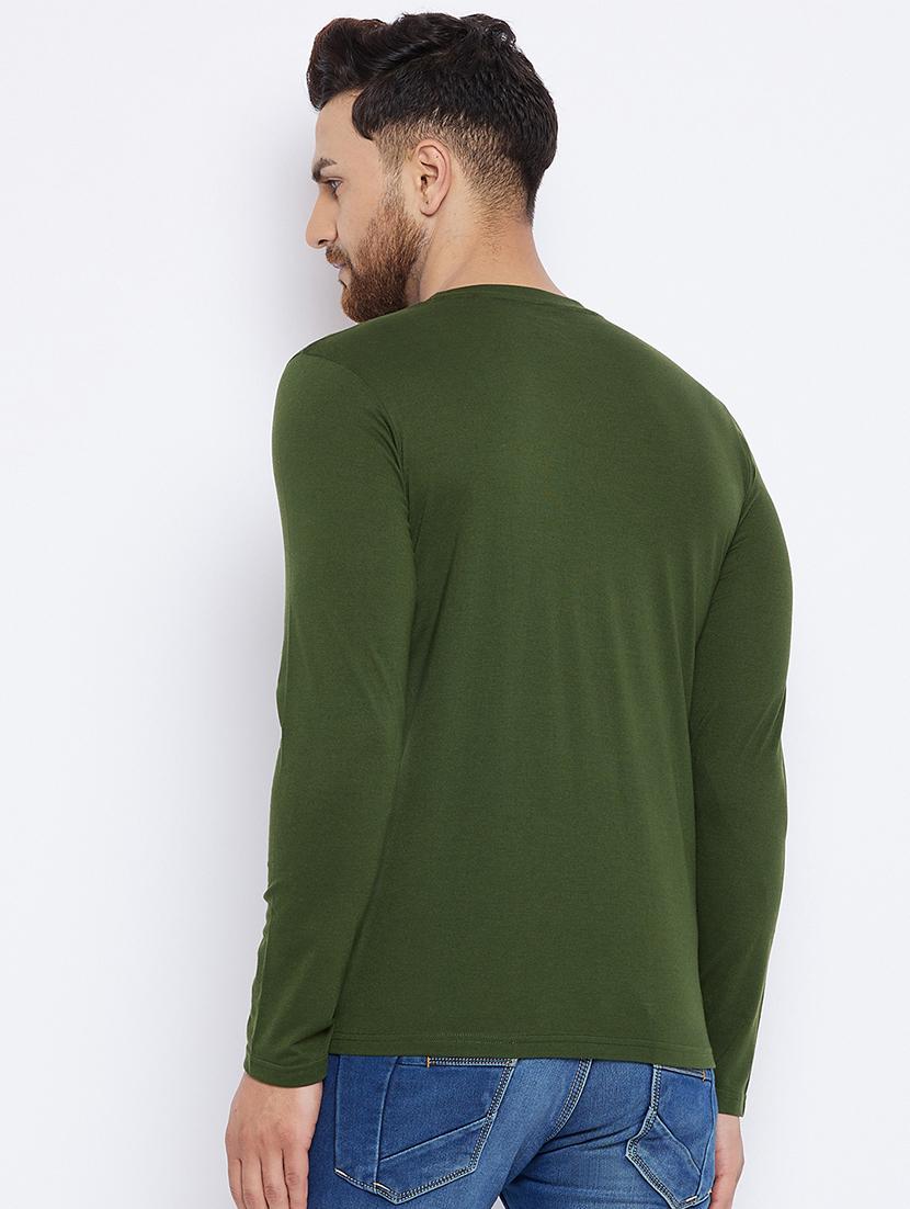 olive green chest print t-shirt - 18051389 - Standard Image - 2