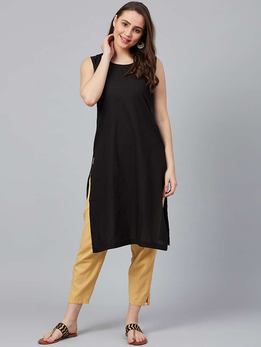 black cotton straight kurta