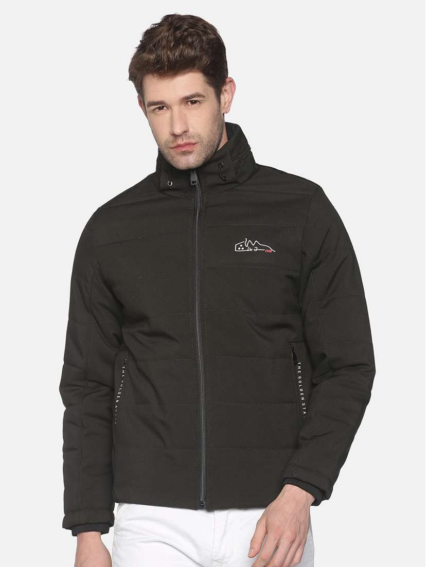 black solid quilted jacket