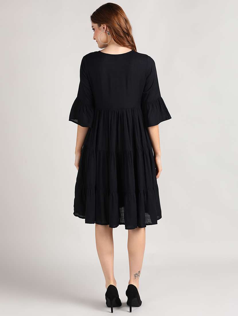 women's tiered dress solid dress - 18052431 - Standard Image - 2