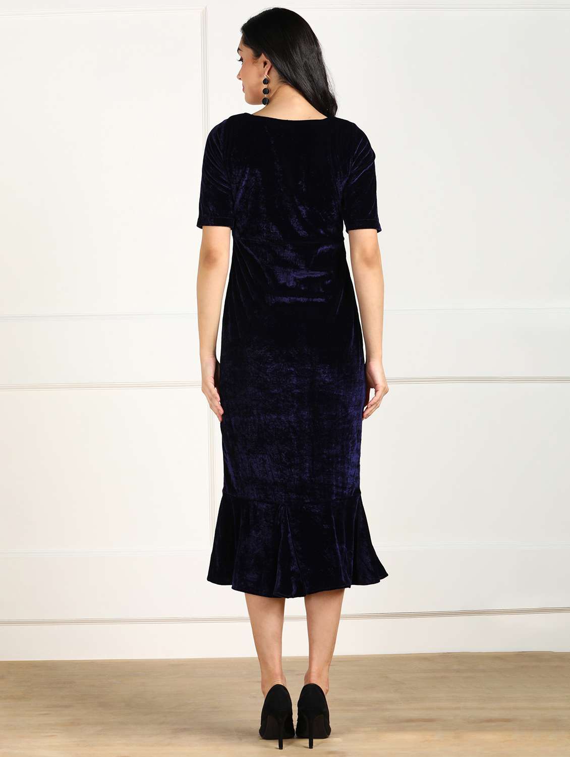 women's ruffle solid dress - 18052435 - Standard Image - 2