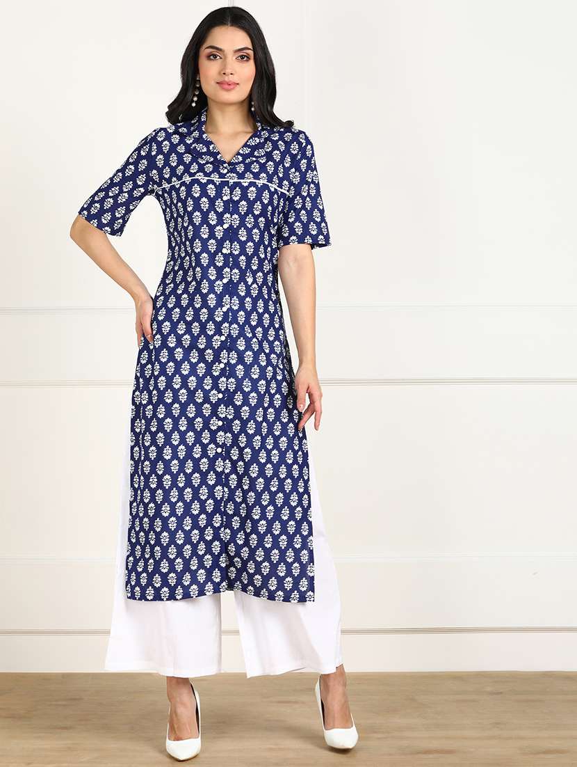 indigo cotton kurta palazzo  set