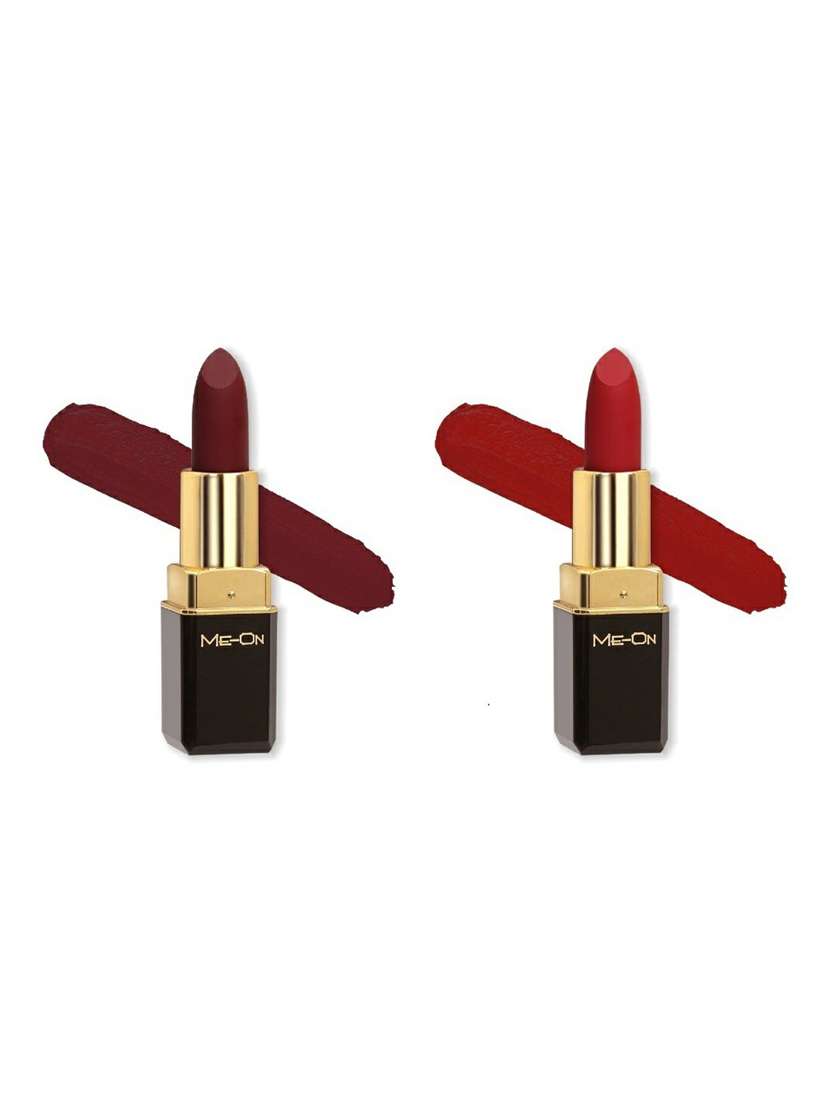 me-on pack of 2 color addict hd matte 8h longlasting lipsticks(4g each) shade