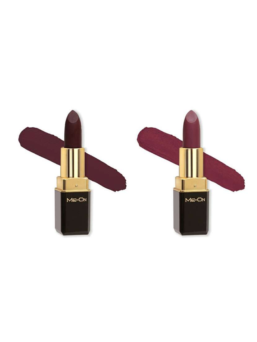 me-on pack of 2 color addict hd matte 8h longlasting lipsticks(4g each) shade#12 and 24