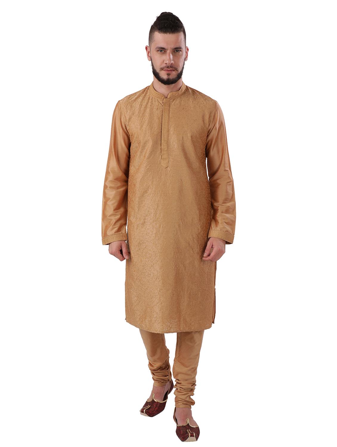 gold solid kurta - 18052908 - Standard Image - 2