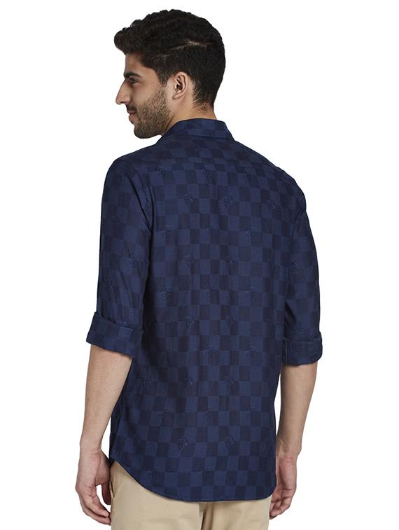 blue checkered casual shirt - 18053079 - Standard Image - 2