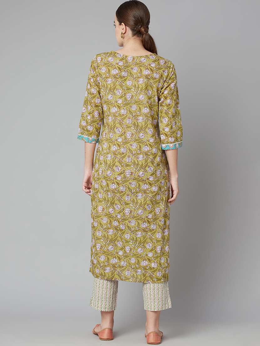 green cotton kurta pant  set - 18054210 -  Standard Image - 2