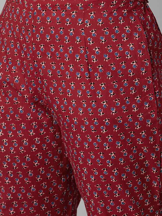 red cotton kurta pant  set - 18054215 -  Standard Image - 2