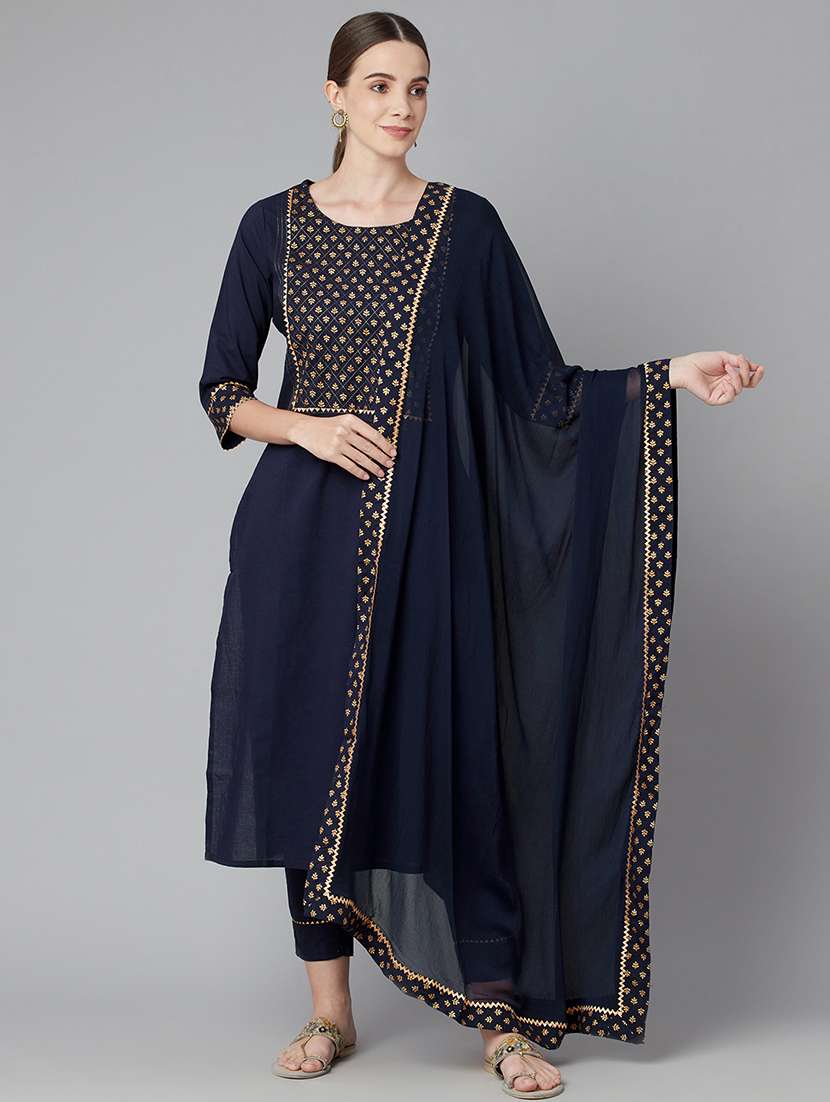 blue cotton kurta pant  set