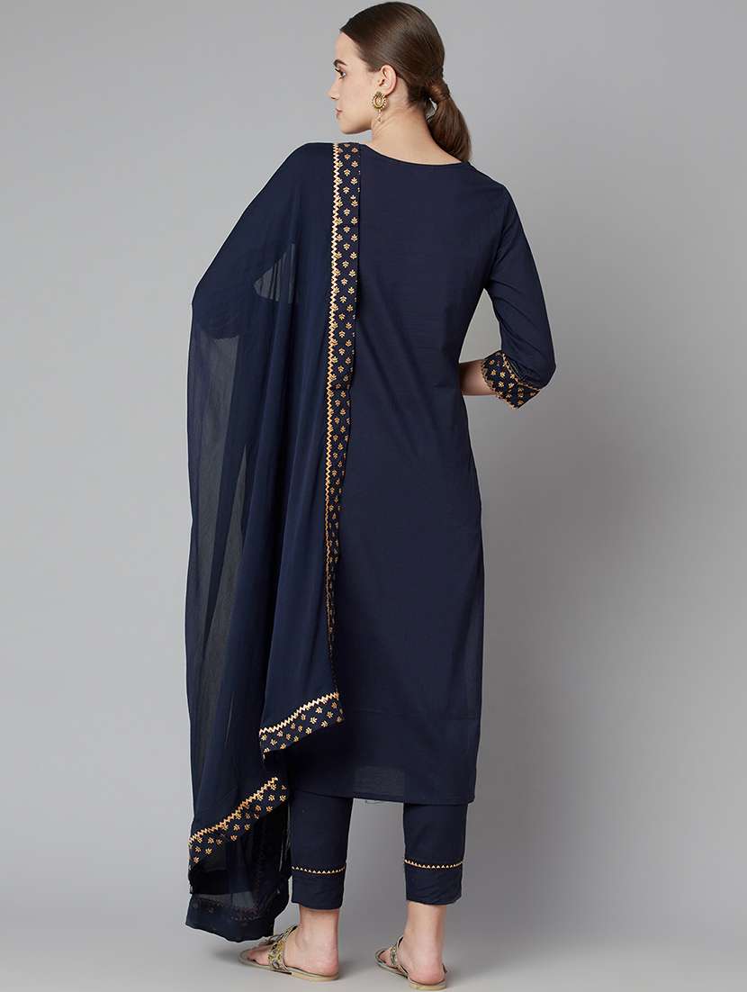blue cotton kurta pant set - 18054219 - Standard Image - 2