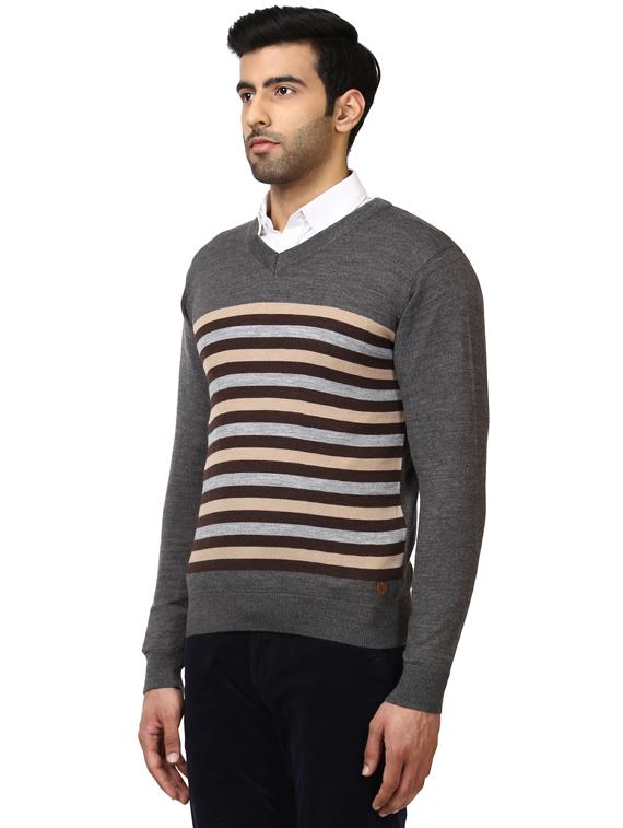 grey striped pullover - 18054550 - Standard Image - 2