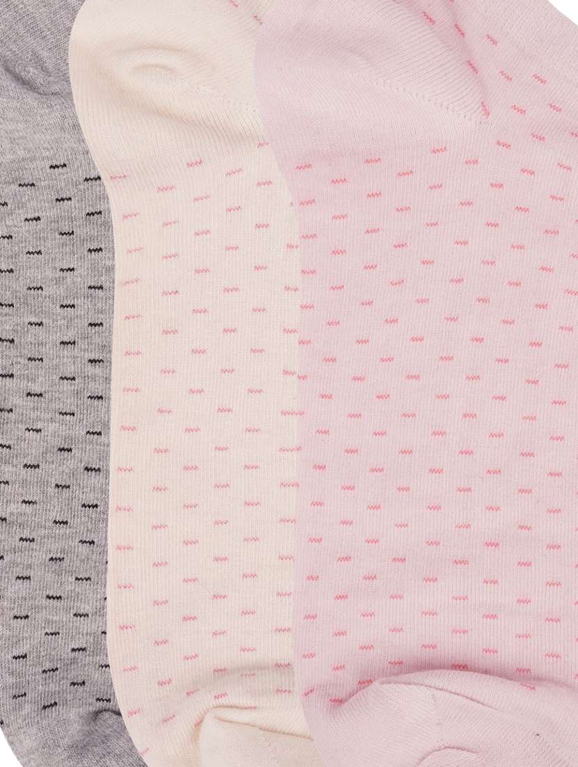 low ankle length dotted lines cotton socks (pack of 3) - 18054717 - Standard Image - 2