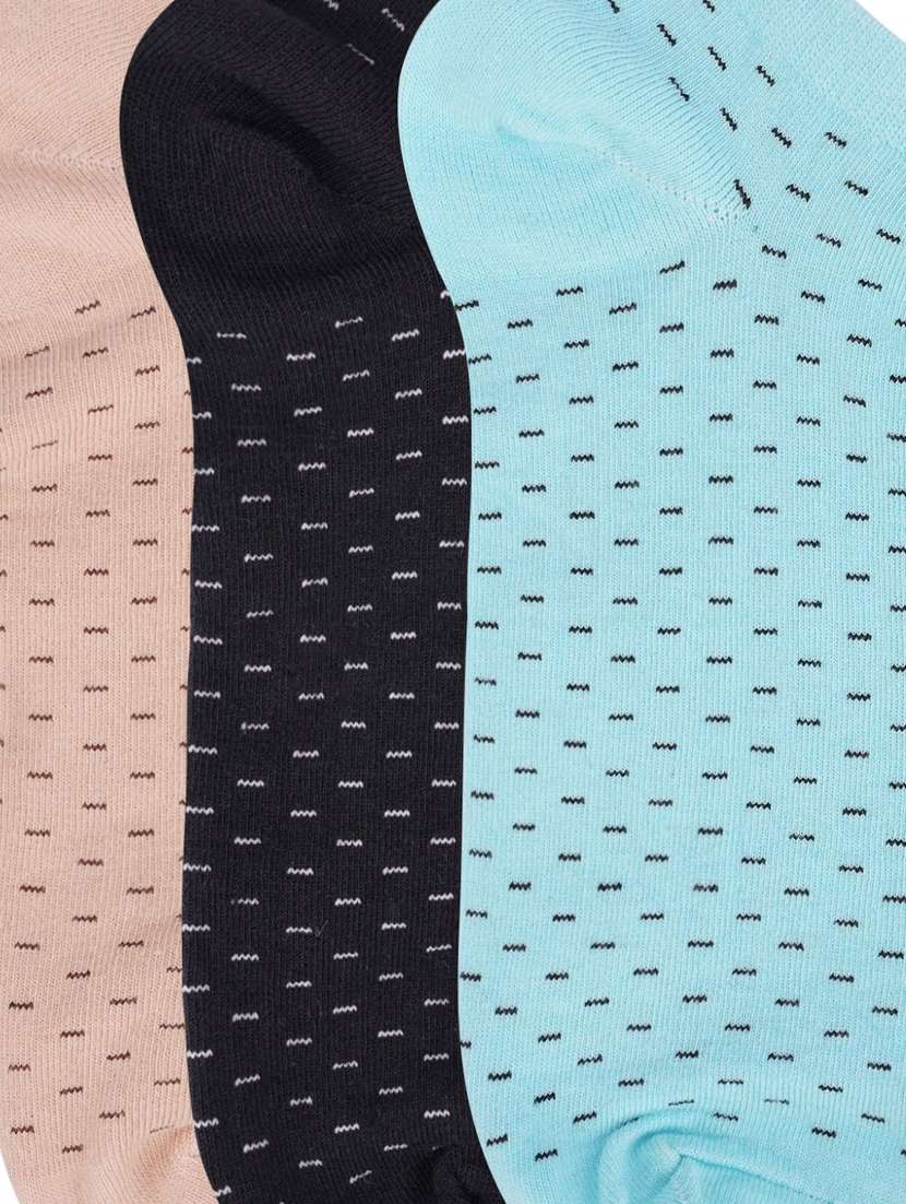 low ankle length dotted lines cotton socks (pack of 3) - 18054718 - Standard Image - 2