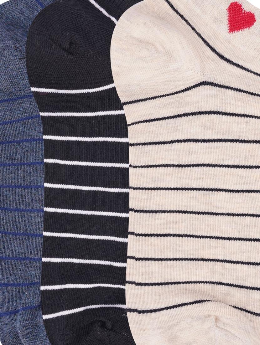 low ankle length stripes pattern cotton socks (pack of 3) - 18054727 - Standard Image - 2