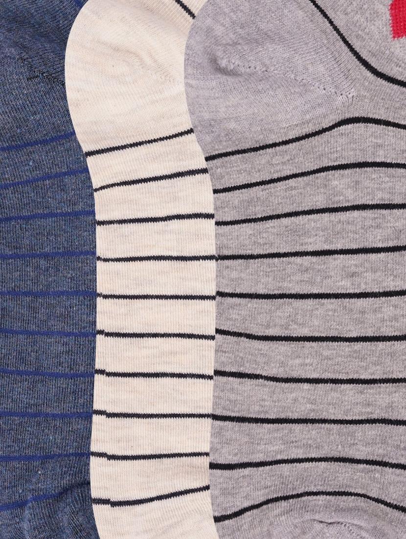 low ankle length stripes pattern cotton socks (pack of 3) - 18054729 - Standard Image - 2