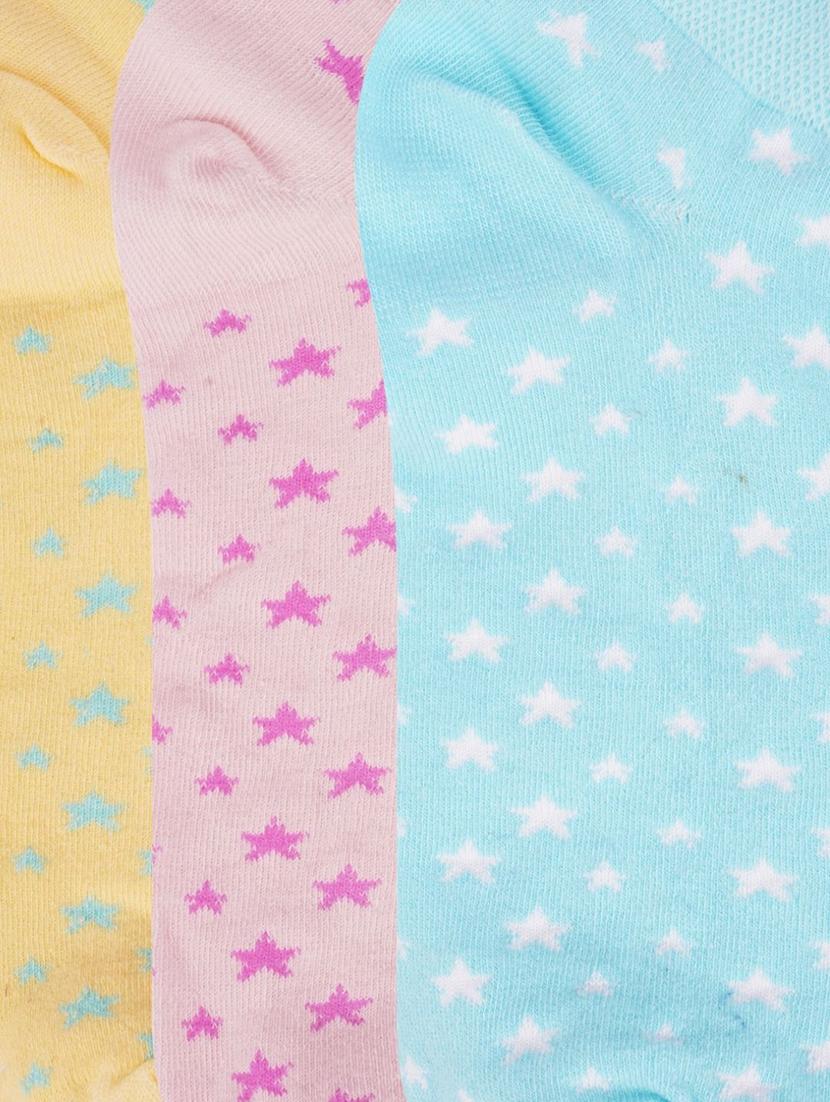 low ankle length star pattern cotton socks (pack of 3) - 18054739 - Standard Image - 2