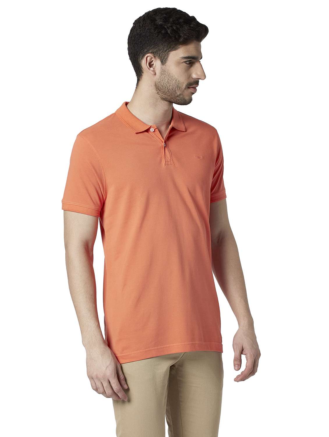 orange solid polo t-shirt - 18055013 - Standard Image - 2