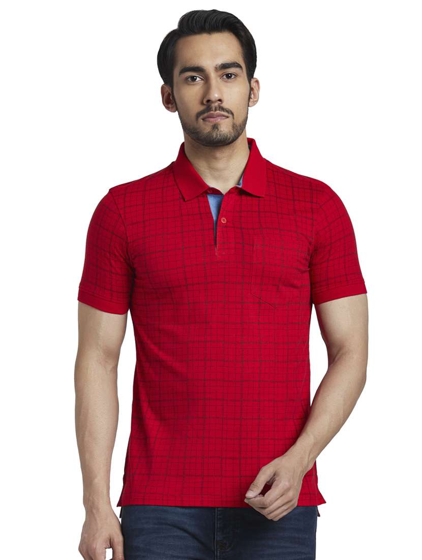red checkered polo t-shirt