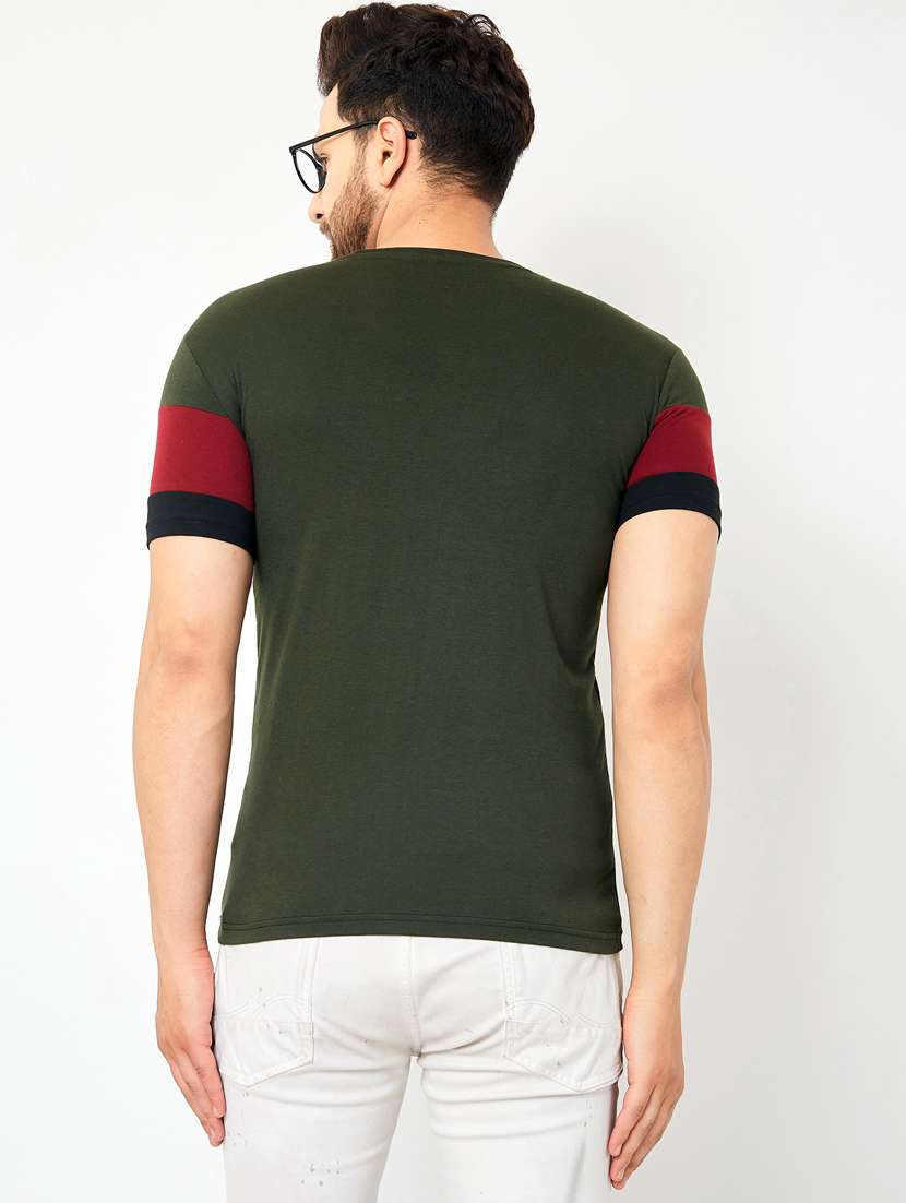 black crew-neck color-block t-shirt - 18056196 -  Standard Image - 2