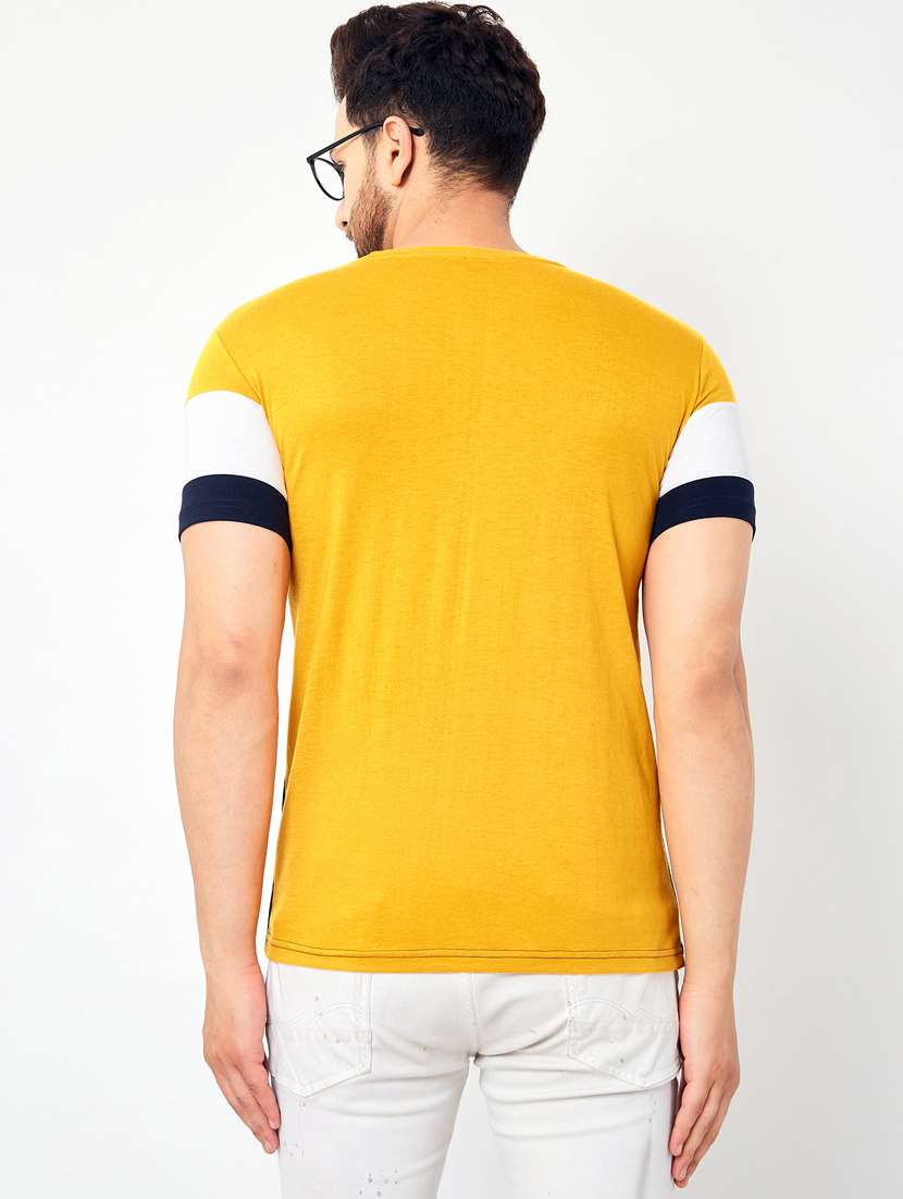 navy-blue crew-neck color-block t-shirt - 18056217 -  Standard Image - 2