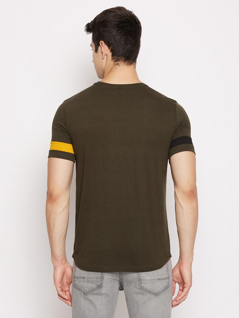 olive color block t-shirt - 18056223 - Standard Image - 2