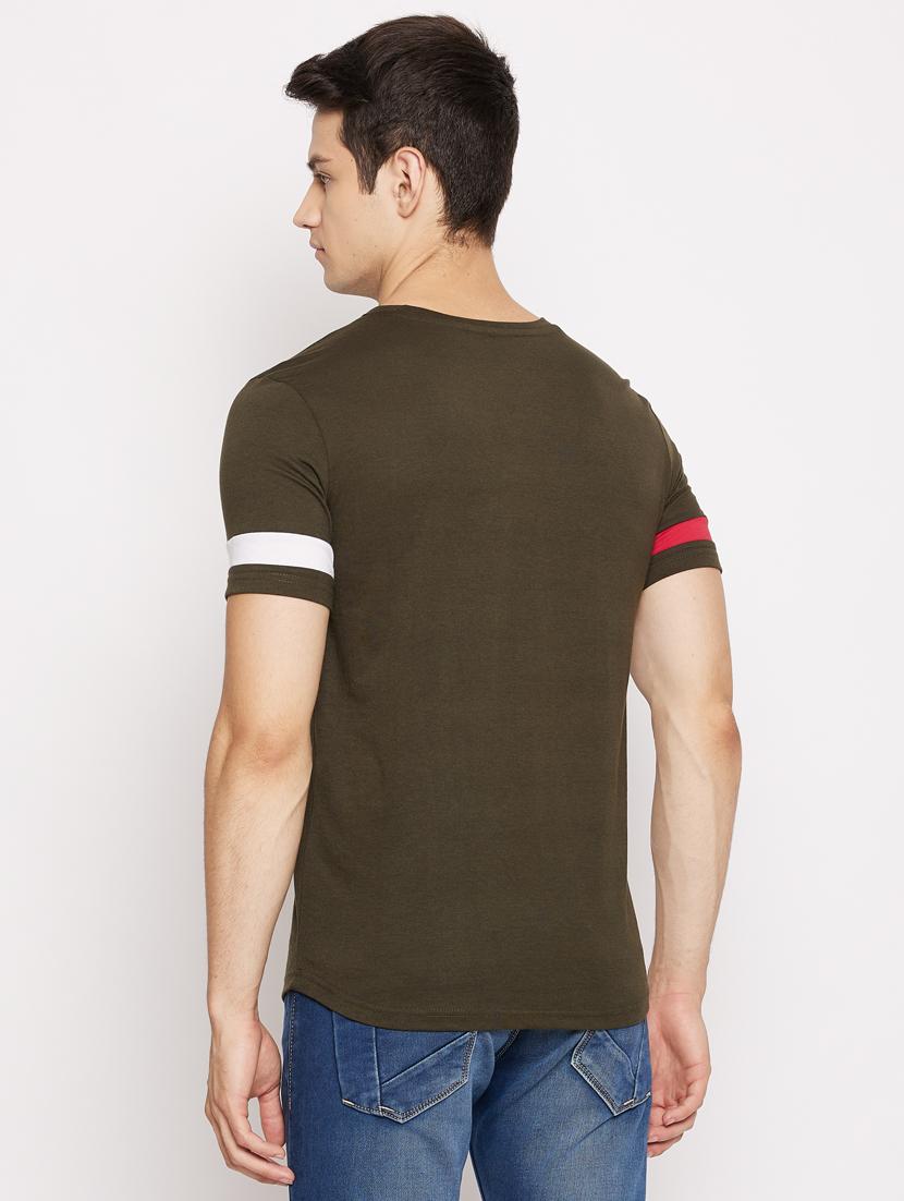 olive color block t-shirt - 18056225 - Standard Image - 2