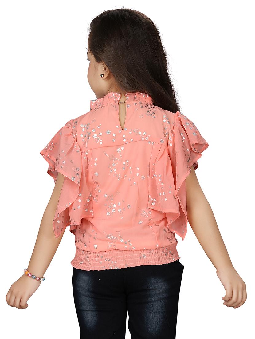 frill detail foil print top - 18057095 - Standard Image - 2