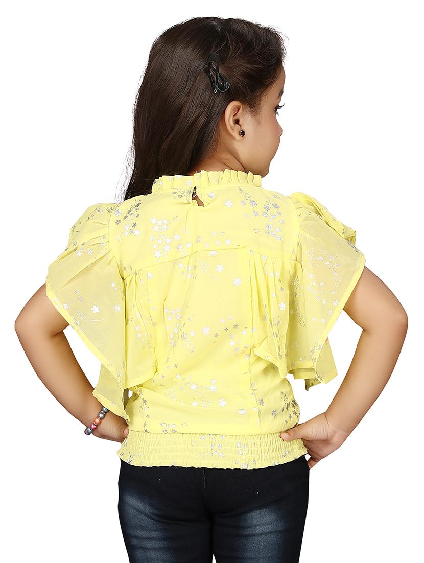 frill detail foil print top - 18057096 - Standard Image - 2