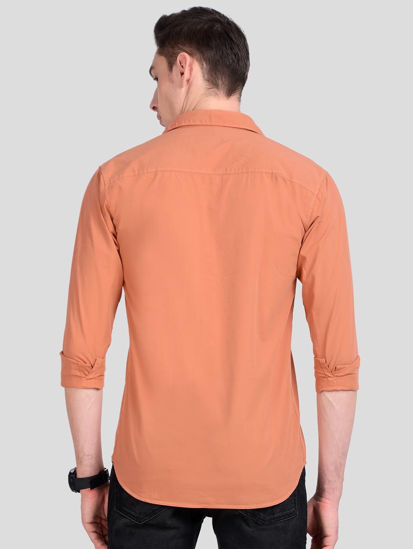 orange solid casual shirt - 18058680 - Standard Image - 2