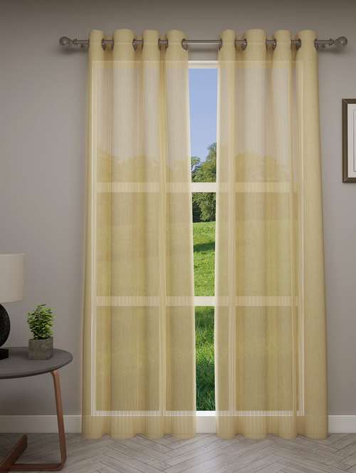 gm 7 feet striped grommet sheer door curtain panel (set of 2) - 18058768 -  Standard Image - 0