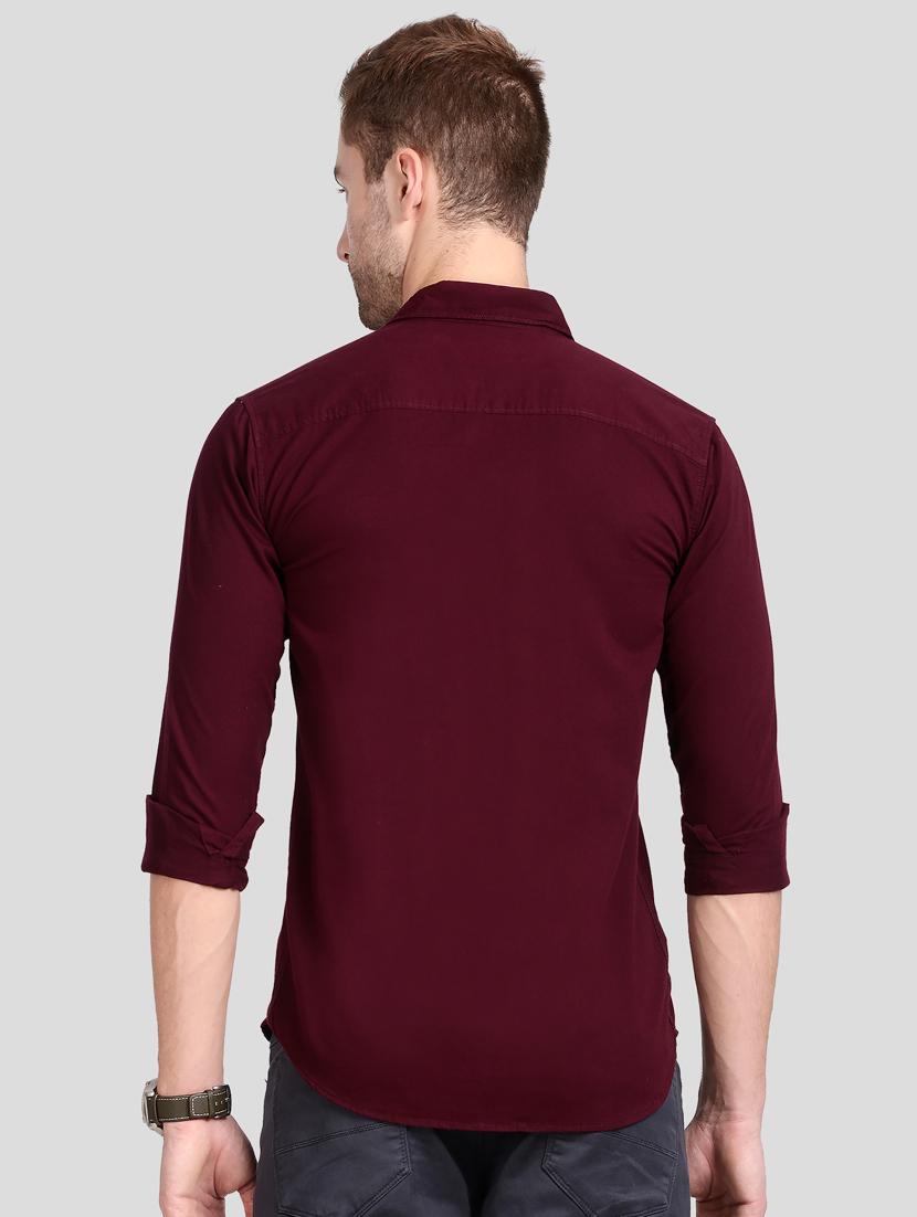 maroon solid casual shirt - 18058810 - Standard Image - 2