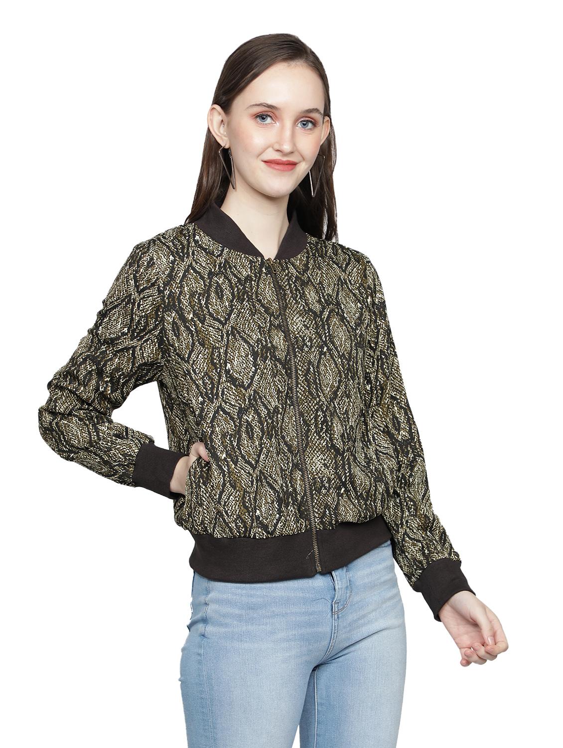 mandarin neck printed jacket - 18058812 - Standard Image - 2