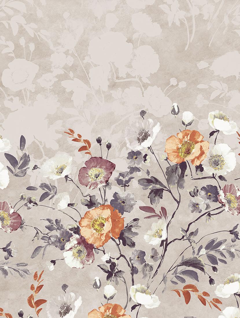 gm floral 400 tc 100% cotton digital print beige double bedsheet with 4 pillow covers - 18058998 - Standard Image - 2