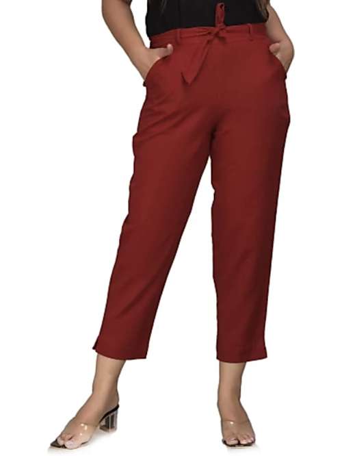 women solids calf length tailored pants - 18065960 -  Standard Image - 0