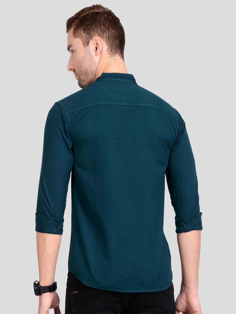 teal solid casual shirt - 18066144 - Standard Image - 2
