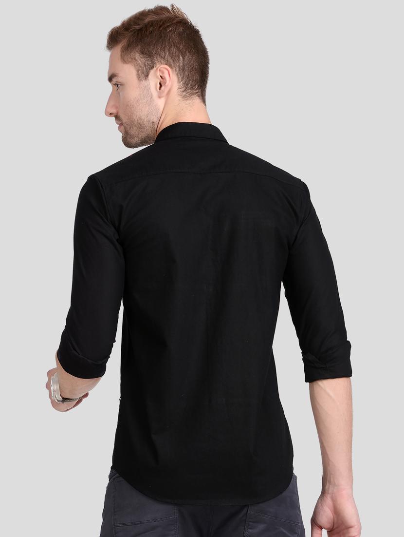 black solid casual shirt - 18066151 - Standard Image - 2