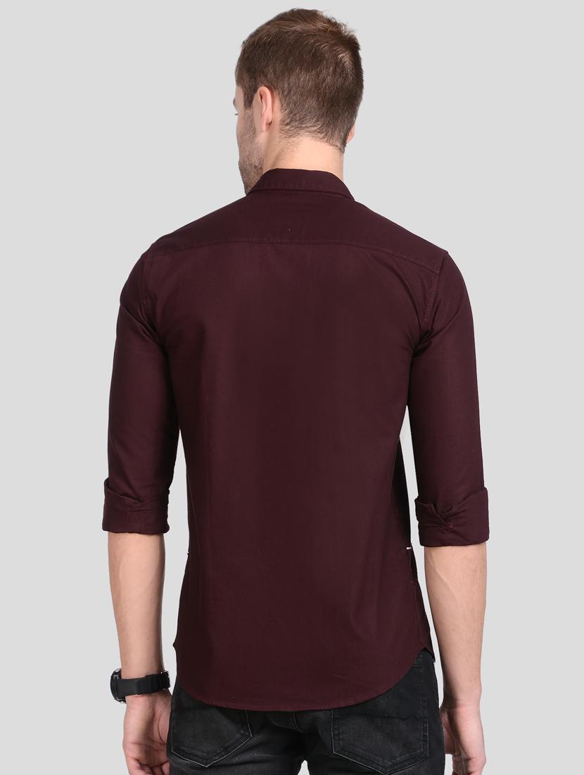 maroon solid casual shirt - 18066156 - Standard Image - 2