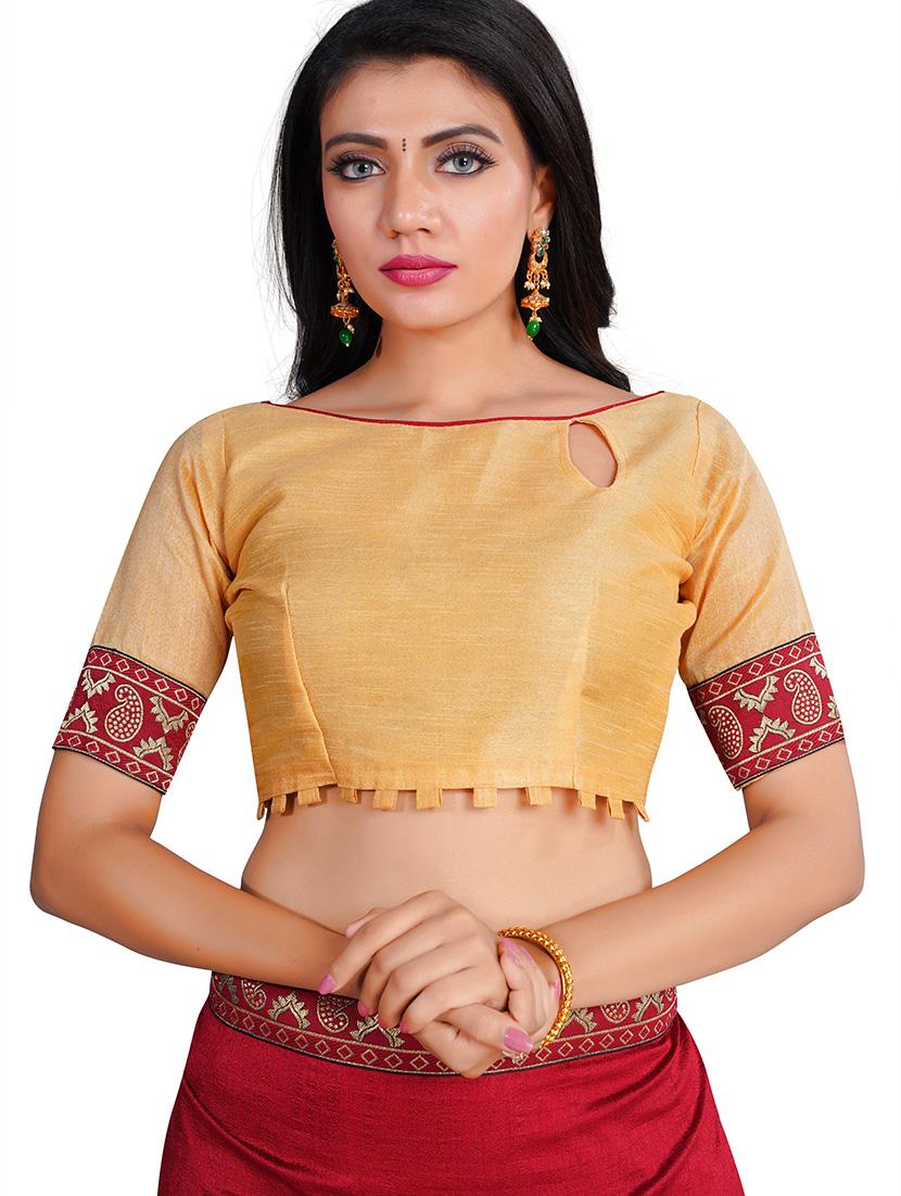 solid bordered saree with blouse - 18066379 - Standard Image - 2