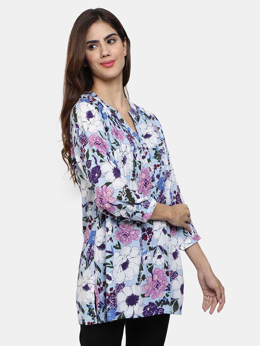 mandarin neck floral tunic - 18066838 -  Standard Image - 2