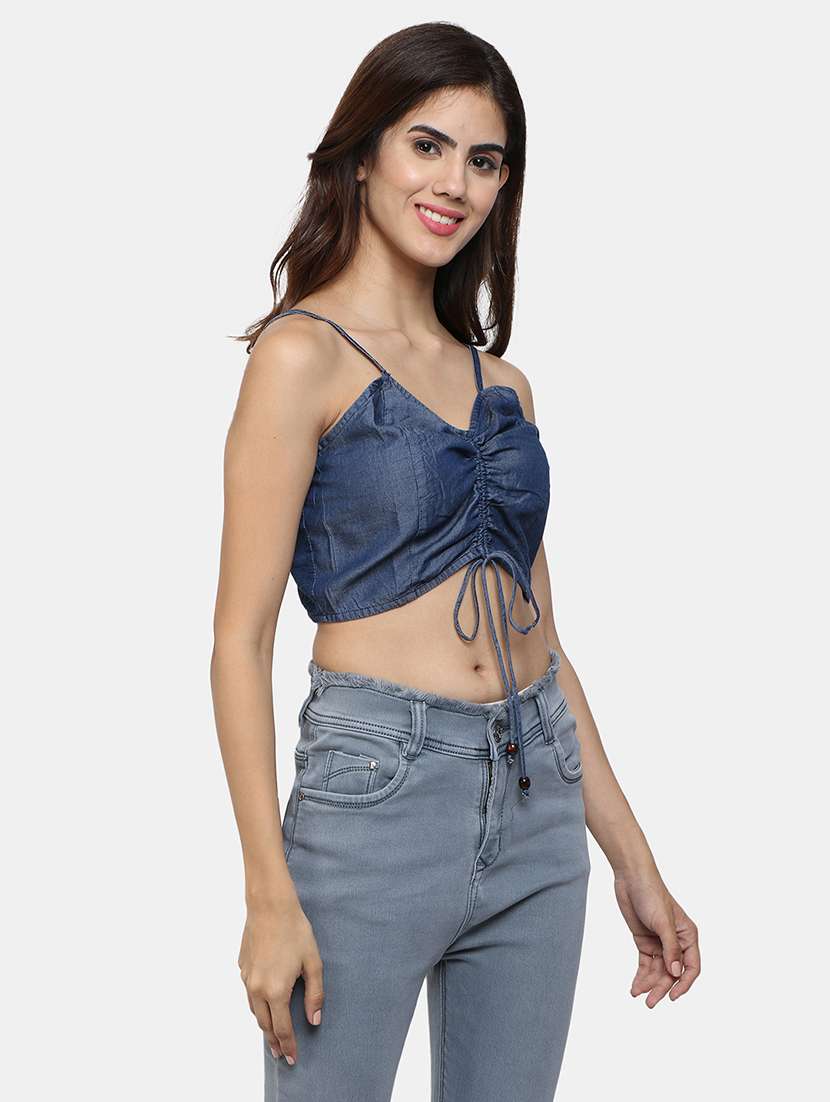 women's crop v neck top - 18066839 - Standard Image - 2